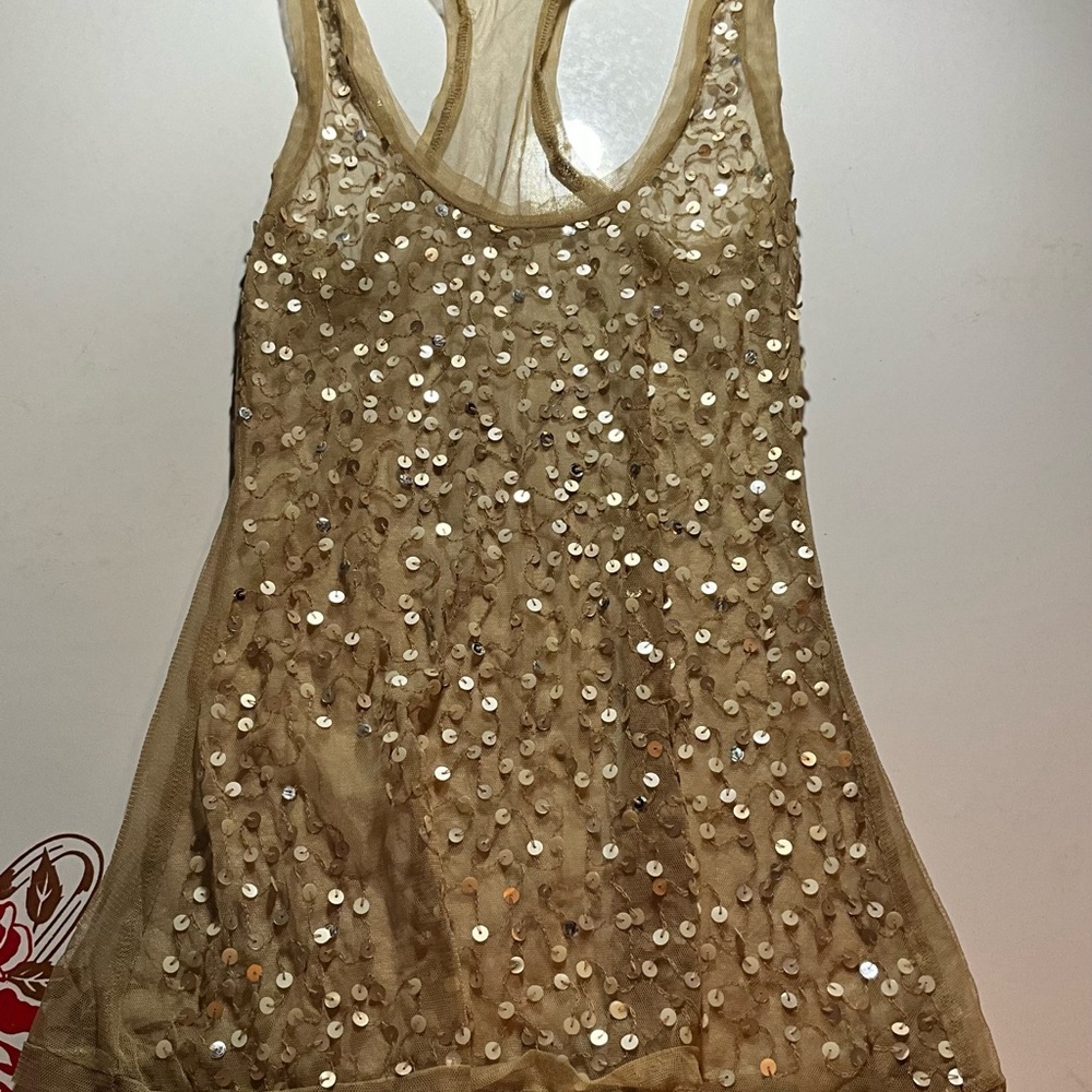 Gold Sequin Sleeveless Top